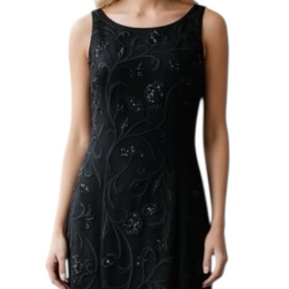 Lillie Rubin Vintage Black Beaded Formal Evening Gown Maxi Dress Size Medium - Picture 3 of 6